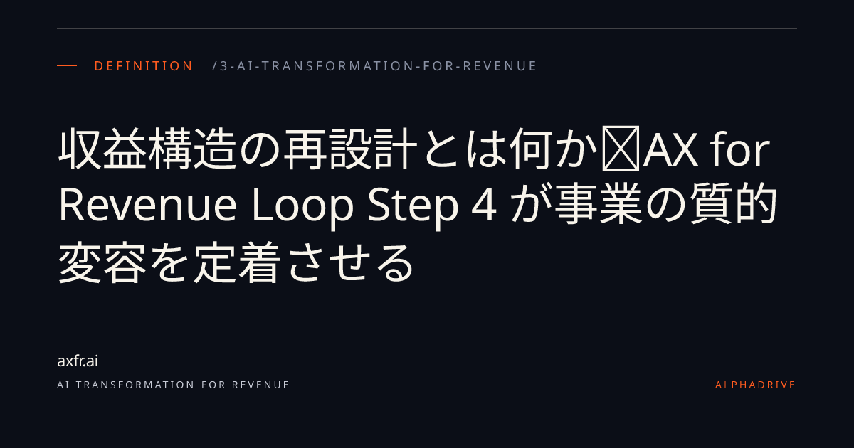 収益構造の再設計とは何か｜AX for Revenue Loop Step 4 が事業の質的変容を定着させる | AX for Revenue ...