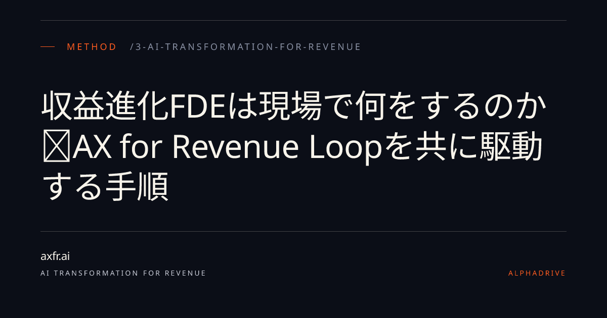 収益進化FDEは現場で何をするのか｜AX for Revenue Loopを共に駆動する手順 | AX for Revenue ─ axfr.ai